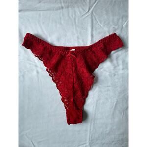 NWOT Vintage Maidenform Ruby Red Floral Lace G-String Thong Size 7 L Y2K